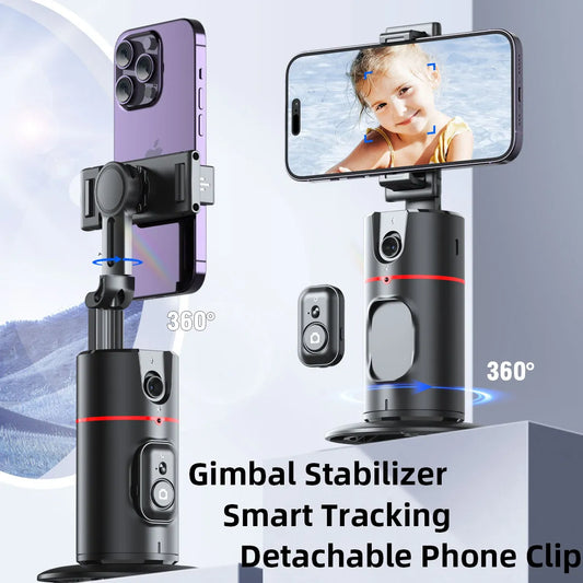 Phone Stabilizer Smart Facial Tracking Detachable Phone Clip with Fill Light Desktop