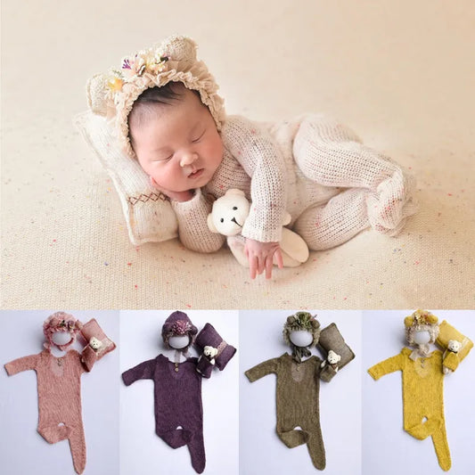 Newborn Photography Props  Newborn  Boy Girl Romper Hat Baby Romper Bodysuits