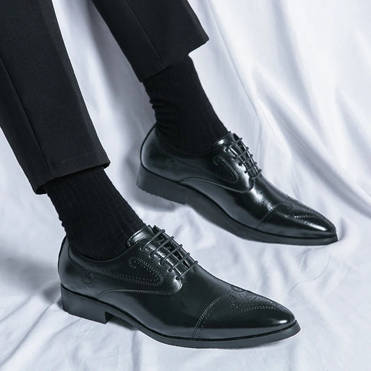 Men's Luxury Business  Brogue Shoes Fashion Leather Shoes Office Formal Shoes Men